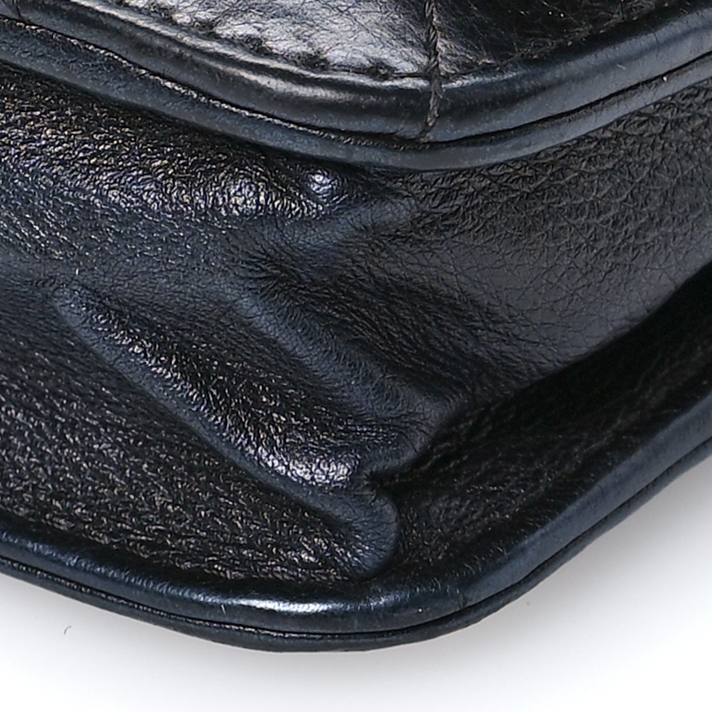 Metallic Calfskin Quilted Boy Wallet On Chain WOC Navy Blue