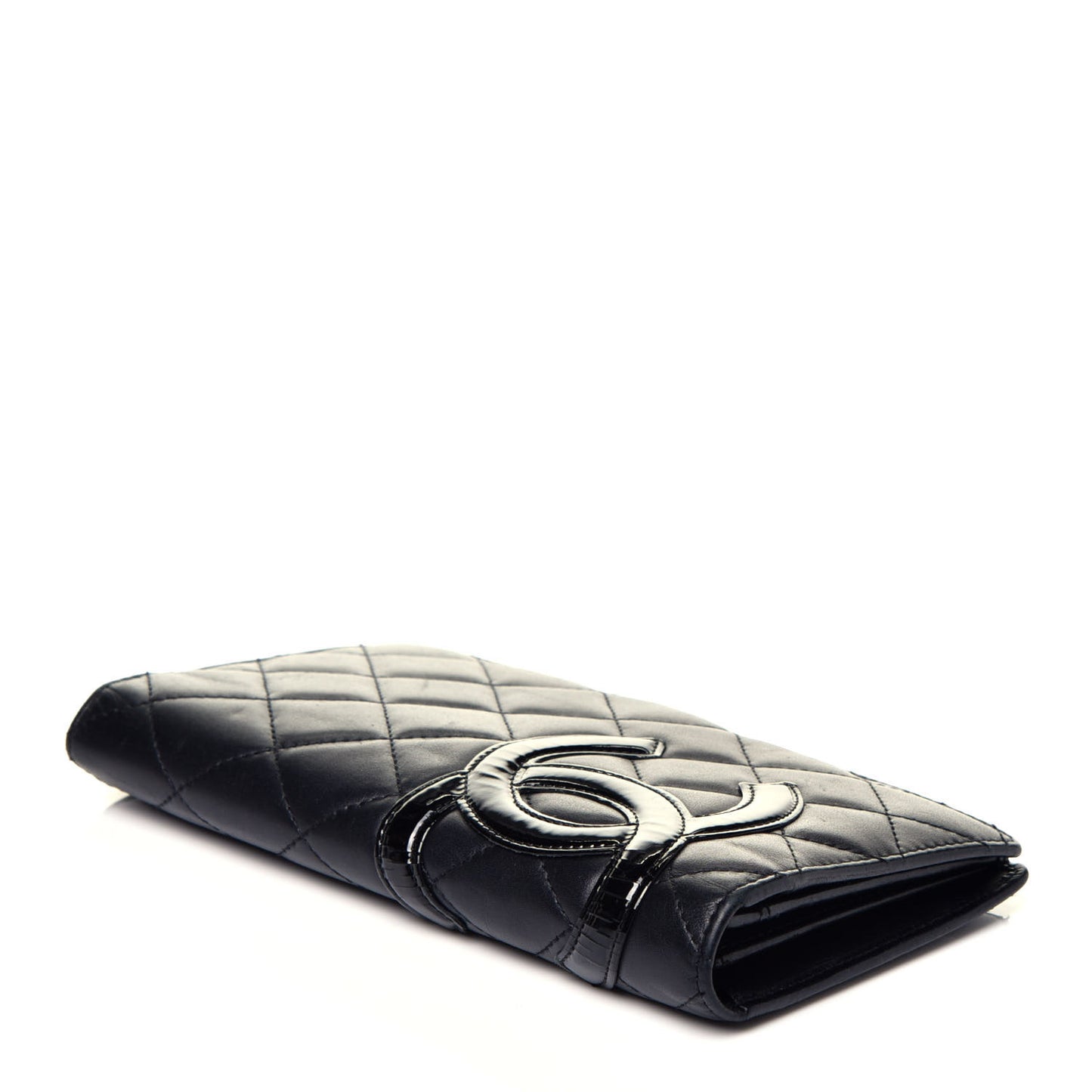Calfskin Quilted Cambon Yen Wallet Black