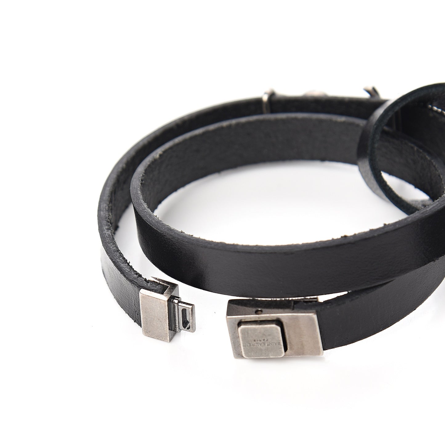 Calfskin Double Wrap Bracelet L Black