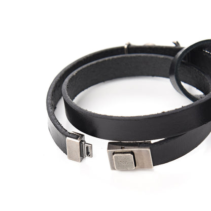 Saint Laurent Calfskin Double Wrap Bracelet L Black 3 of 4