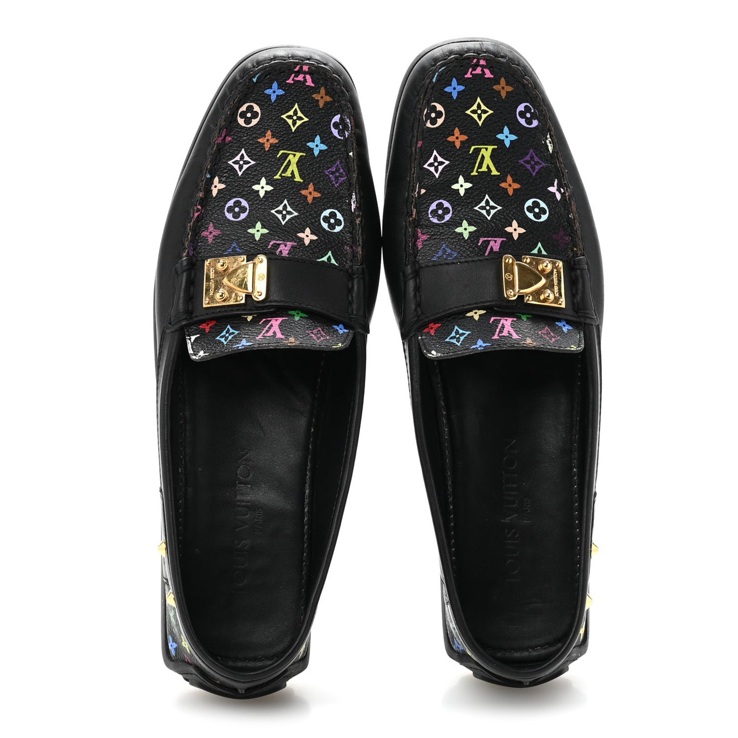 Monogram Multicolor Lock Oxford Loafers 39.5 Black