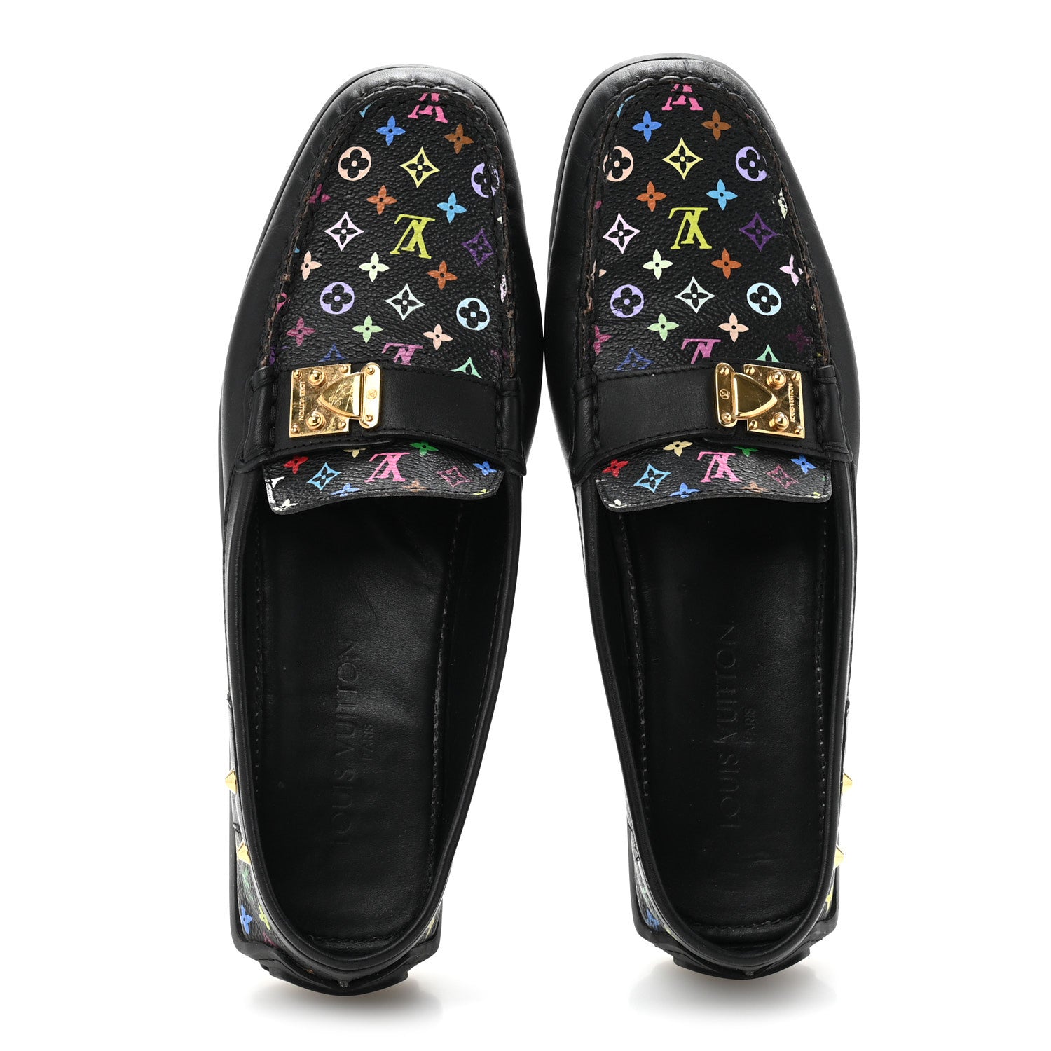 Louis Vuitton Monogram Multicolor Lock Oxford Loafers 39.5 Black 2 of 10