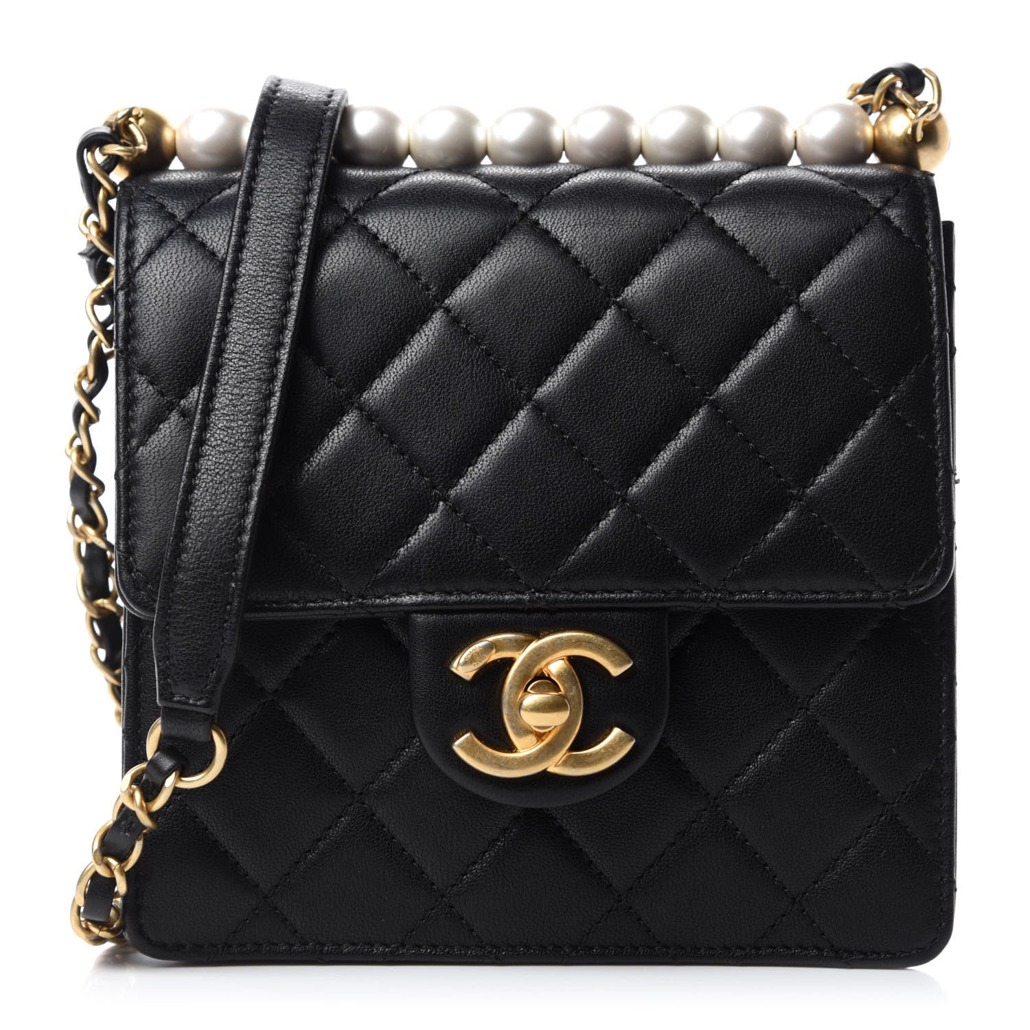 Chanel Goatskin Quilted Chic Pearls Flap Black 1 of 12