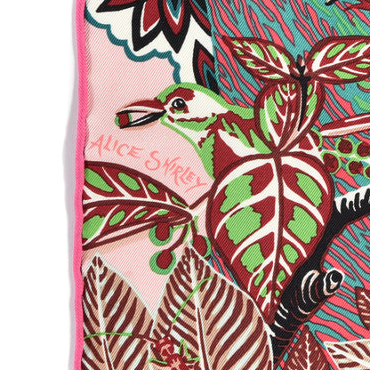 Hermes Silk Wild Singapore Scarf 90 Rose Vert Bordeaux 8 of 12
