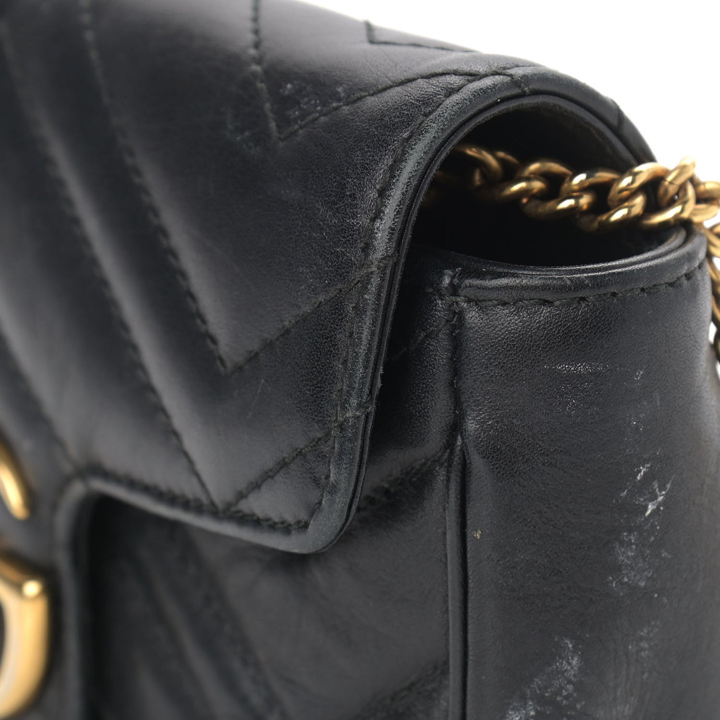 Calfskin Matelasse Super Mini GG Marmont Shoulder Bag Black