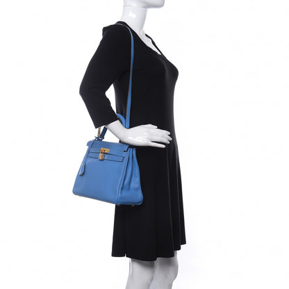 Hermes Togo Kelly Retourne 28 Bleu Paradise 2 of 42