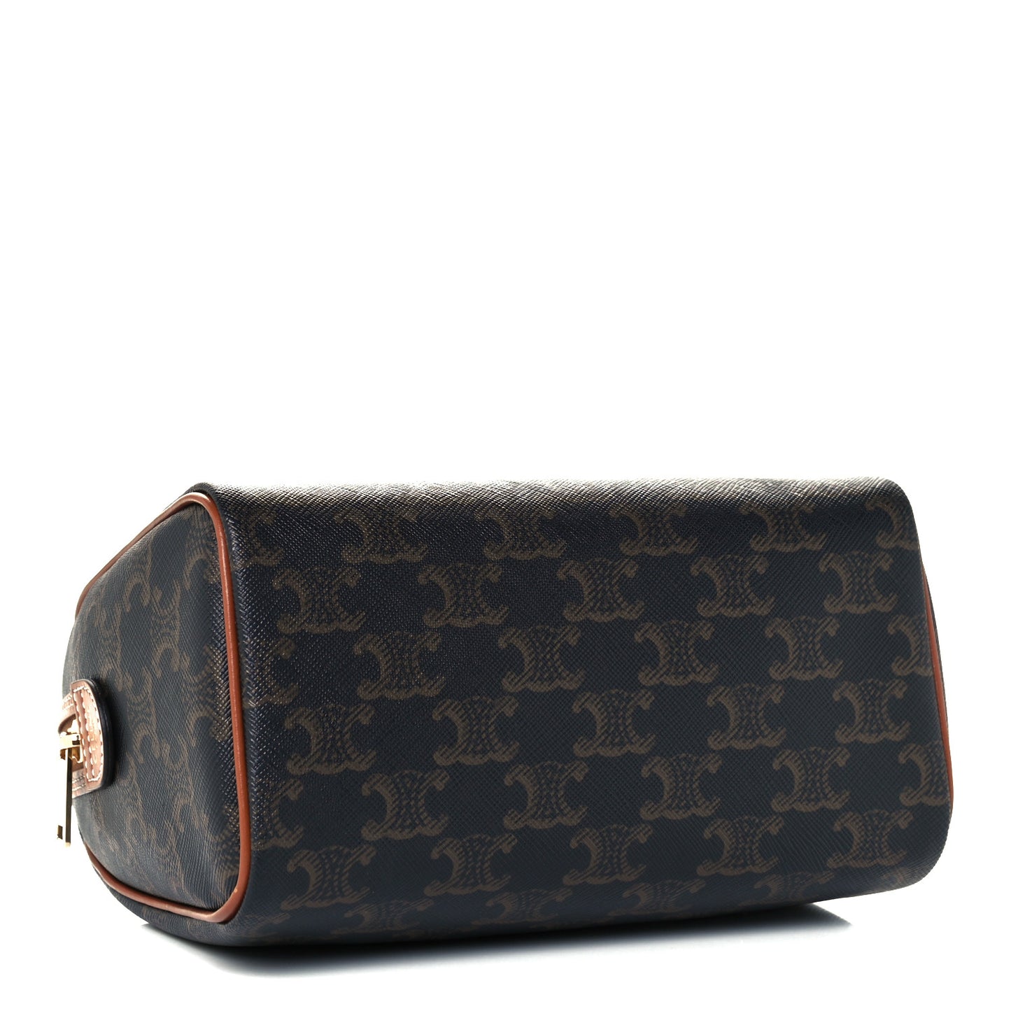 Triomphe Canvas Calfskin Small Boston Bag Tan