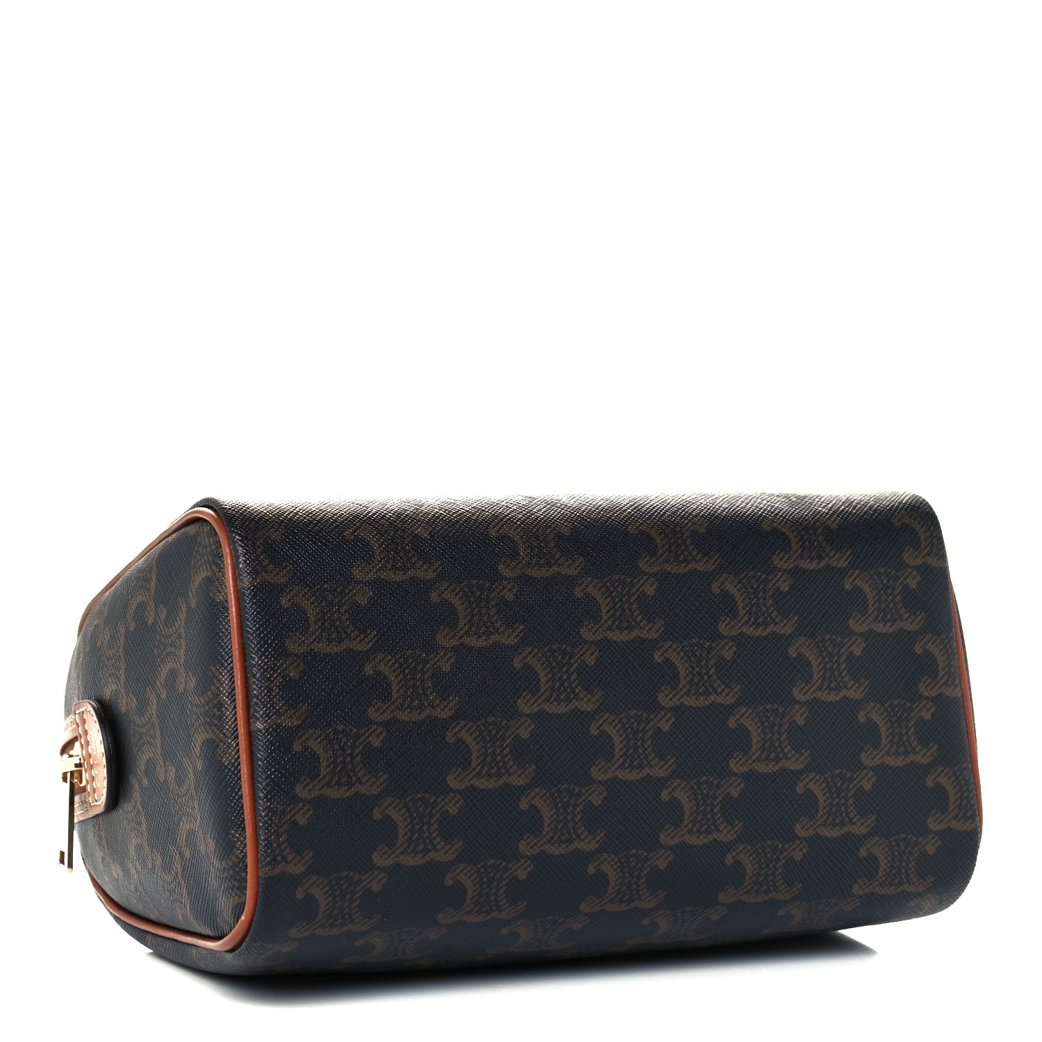 Celine Triomphe Canvas Calfskin Small Boston Bag Tan 4 of 11