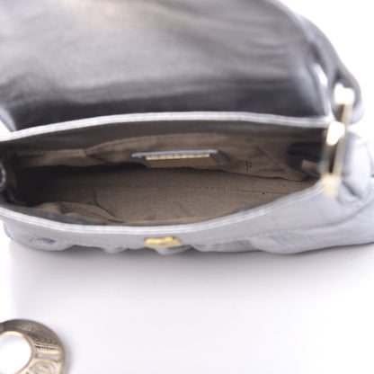 Fendi Metallic Calfskin FF Embossed Mini Chef Shoulder Bag Argento 5 of 11