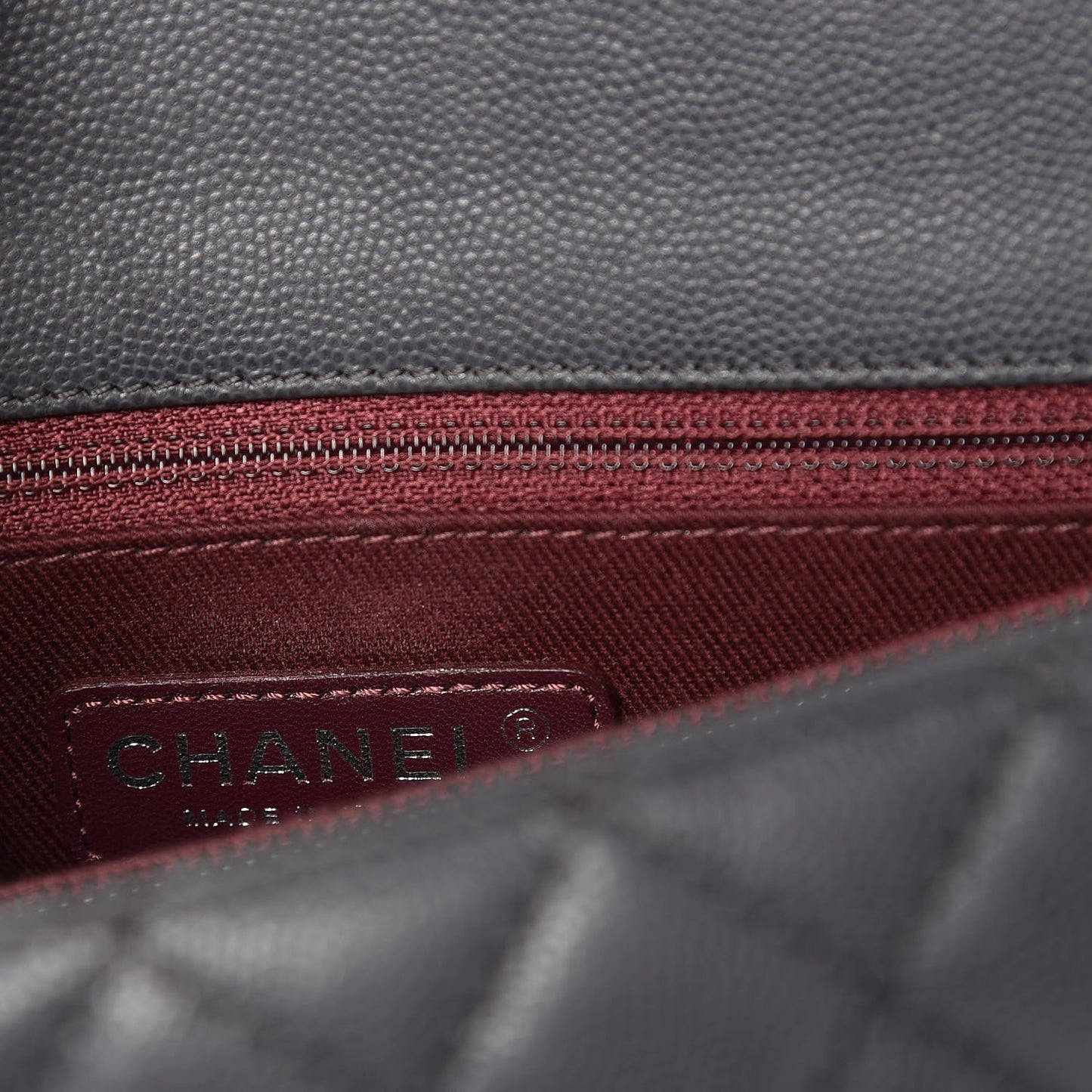 Caviar Quilted Small Coco Handle Flap Gray