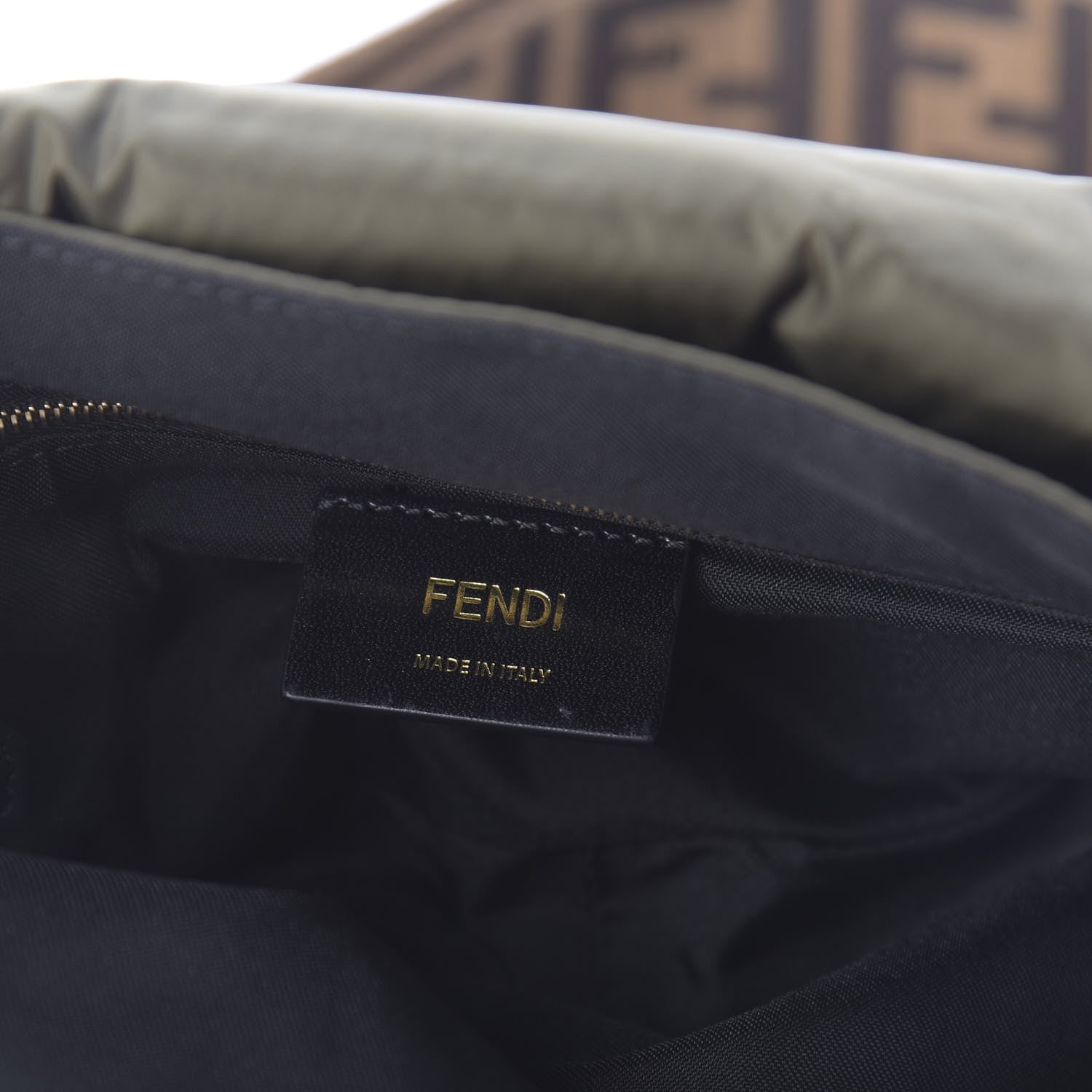 Fendi Nylon Dolmias Vitello Grace FF Puffer Belt Baguette Bag Military Brown Tortora 9 of 11