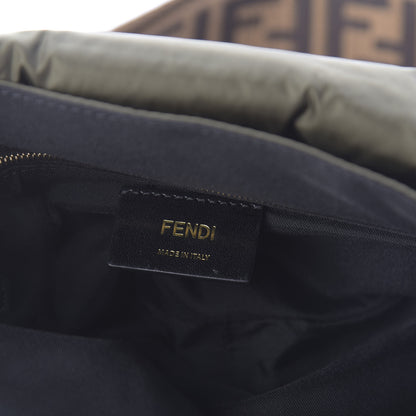 Fendi Nylon Dolmias Vitello Grace FF Puffer Belt Baguette Bag Military Brown Tortora 9 of 11