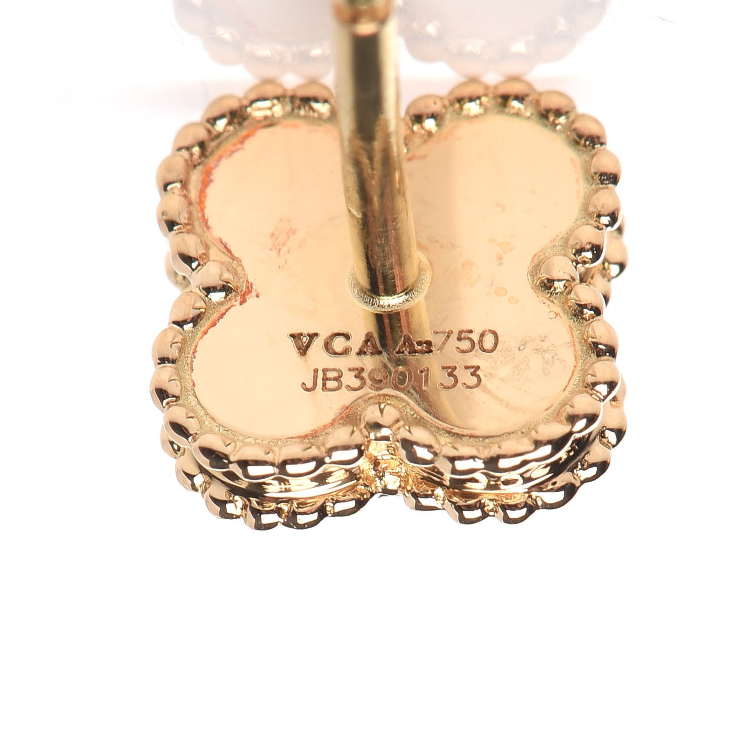 Van Cleef & Arpels 18K Yellow Gold Mother of Pearl Sweet Alhambra Earrings 5 of 6