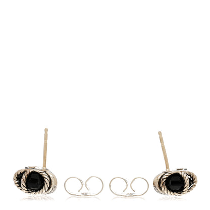 David Yurman Sterling Silver Diamond Black Onyx 11mm Cable Wrap Earrings 3 of 4