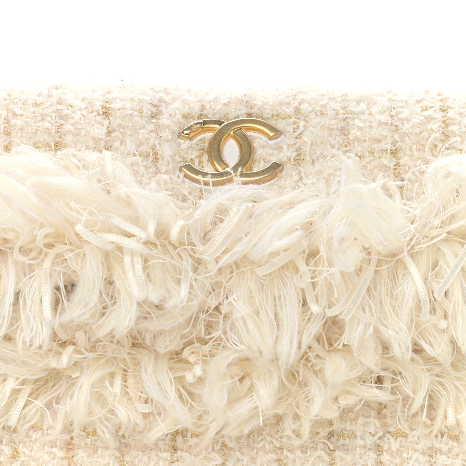 Chanel Tweed Quilted Fringe Clutch White 8 of 10