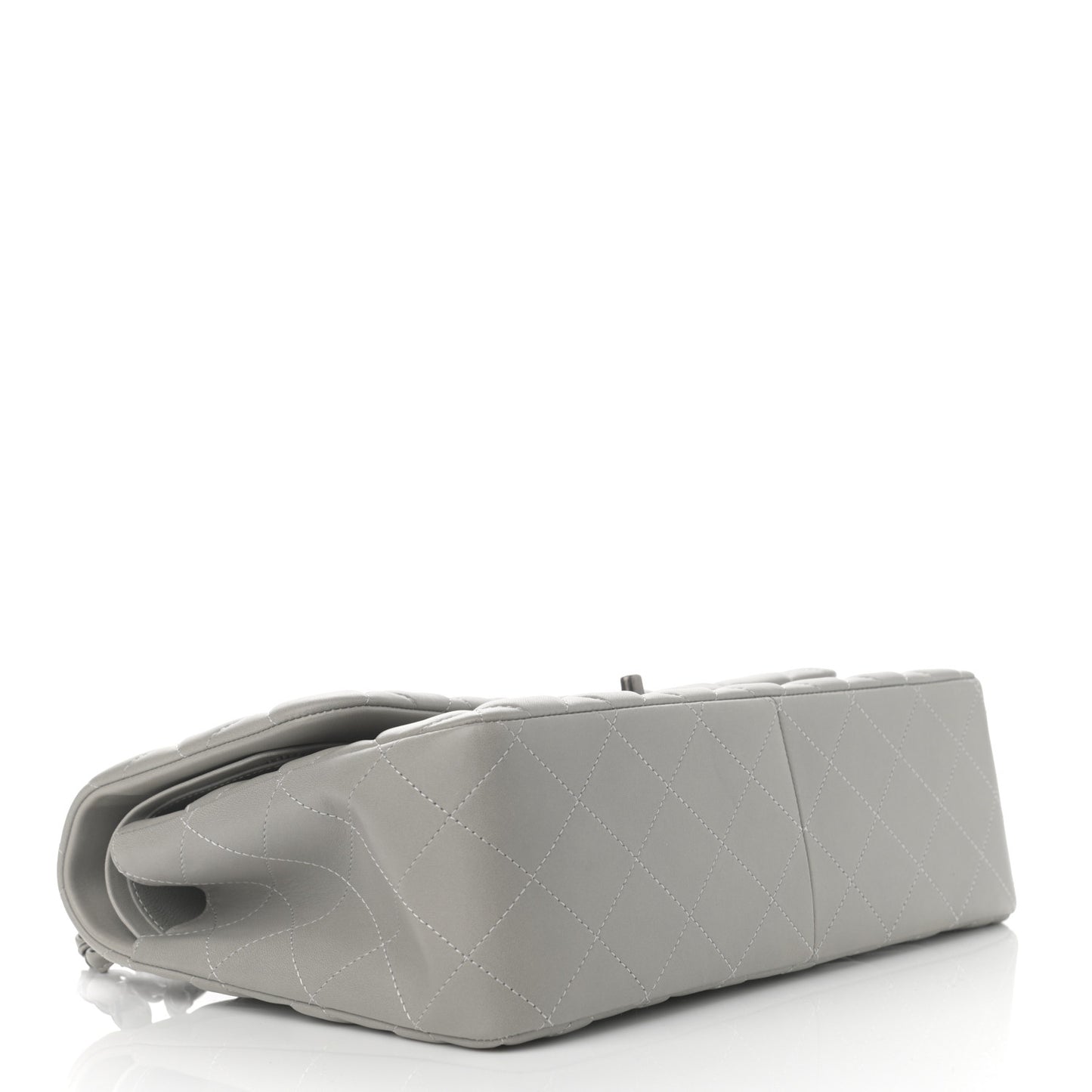 Lambskin Quilted Jumbo Double Flap Grey