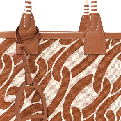 Hermes H Plume Canvas Swift Printed Maillons & Co Steeple 25 Bag Fauve Ecru Beige Gold 9 of 12