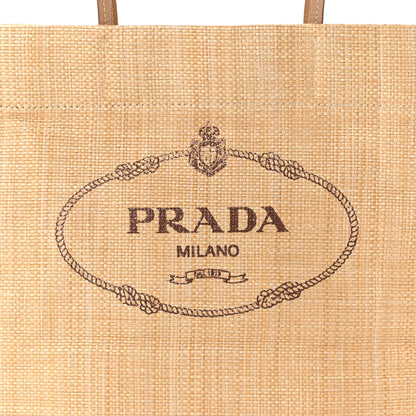 Prada Raffia Logo Tote Naturale 8 of 12