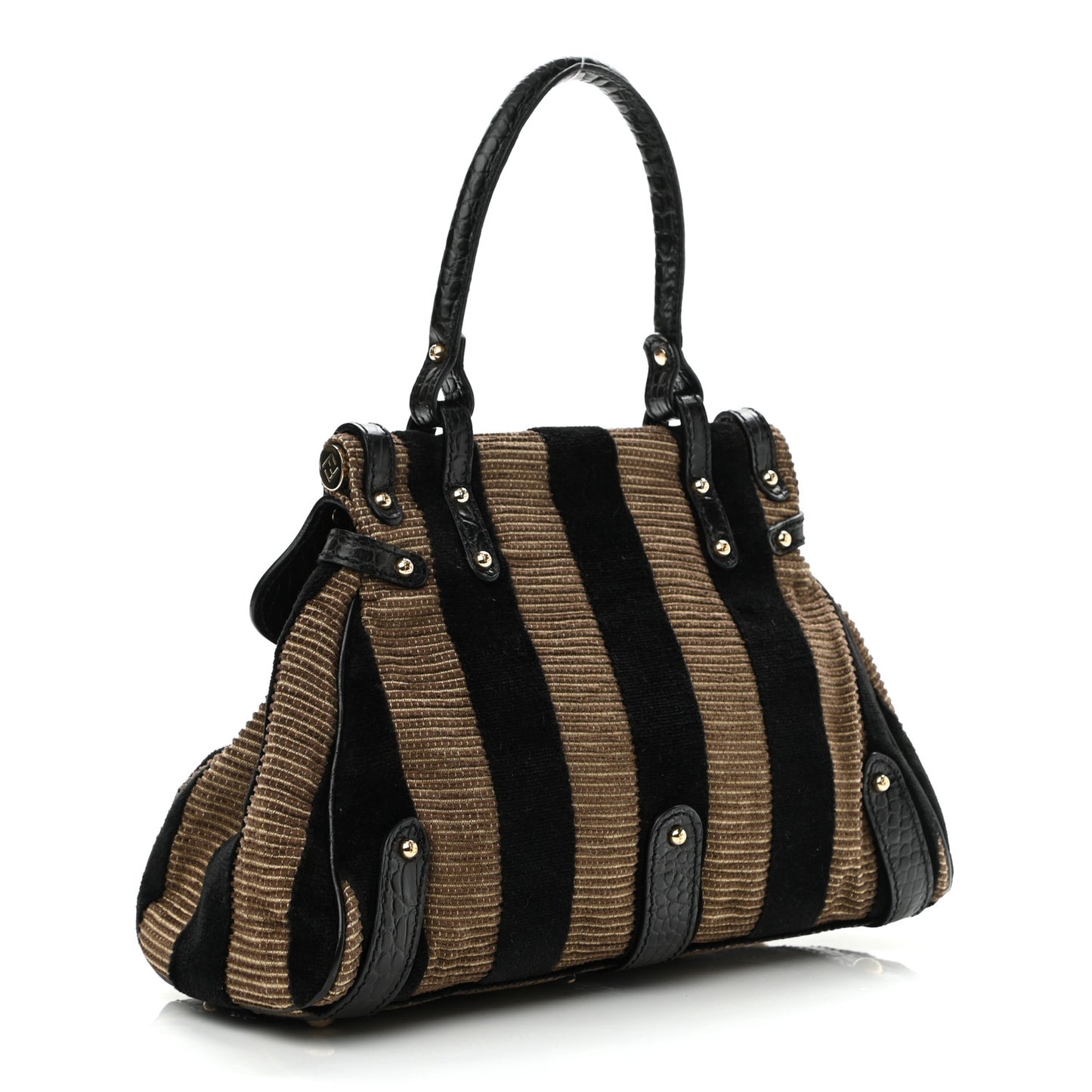 Velvet Crocodile Embossed Pequin Magic Bag Black