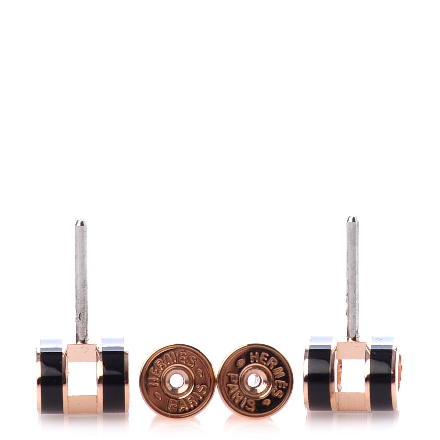 Hermes Rose Gold Lacquered Mini Pop H Earrings Black 3 of 4