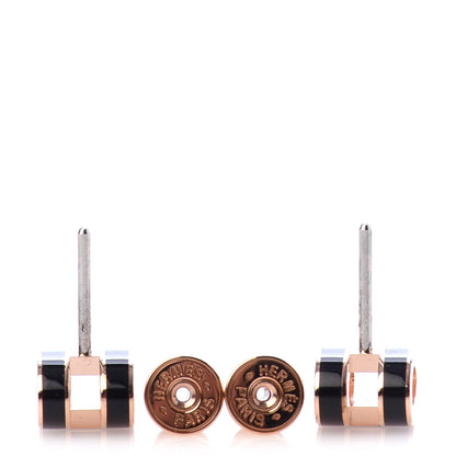 Hermes Rose Gold Lacquered Mini Pop H Earrings Black 3 of 4