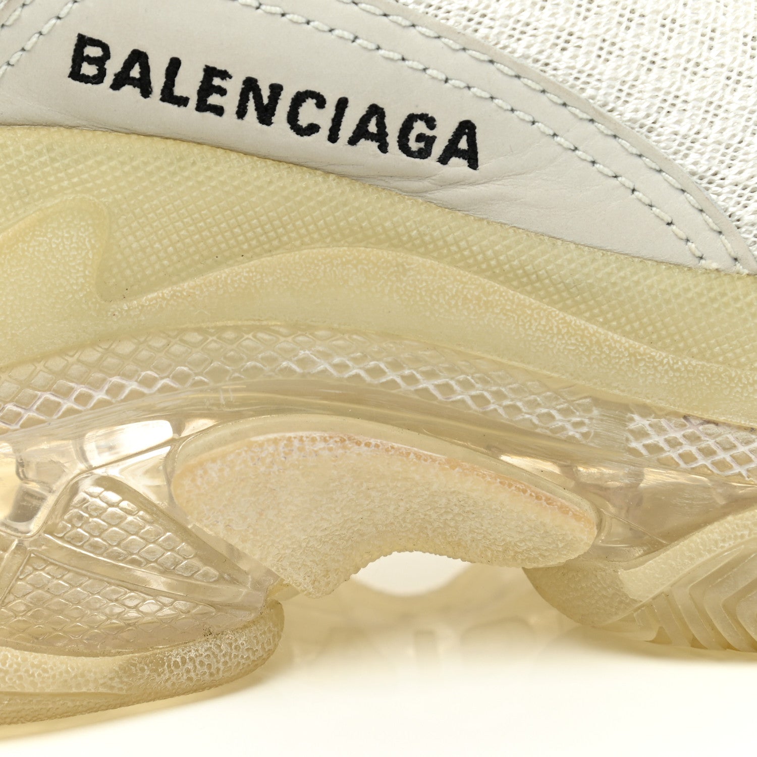 Balenciaga Fabric Mesh Clear Sole Womens Triple S Sneakers 35 White 9 of 12