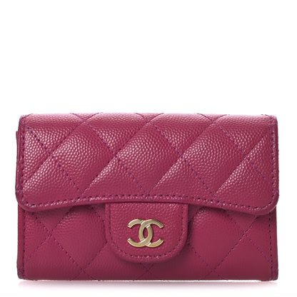 Chanel Caviar Quilted Flap Card Holder Wallet Dark Pink 1 of 11