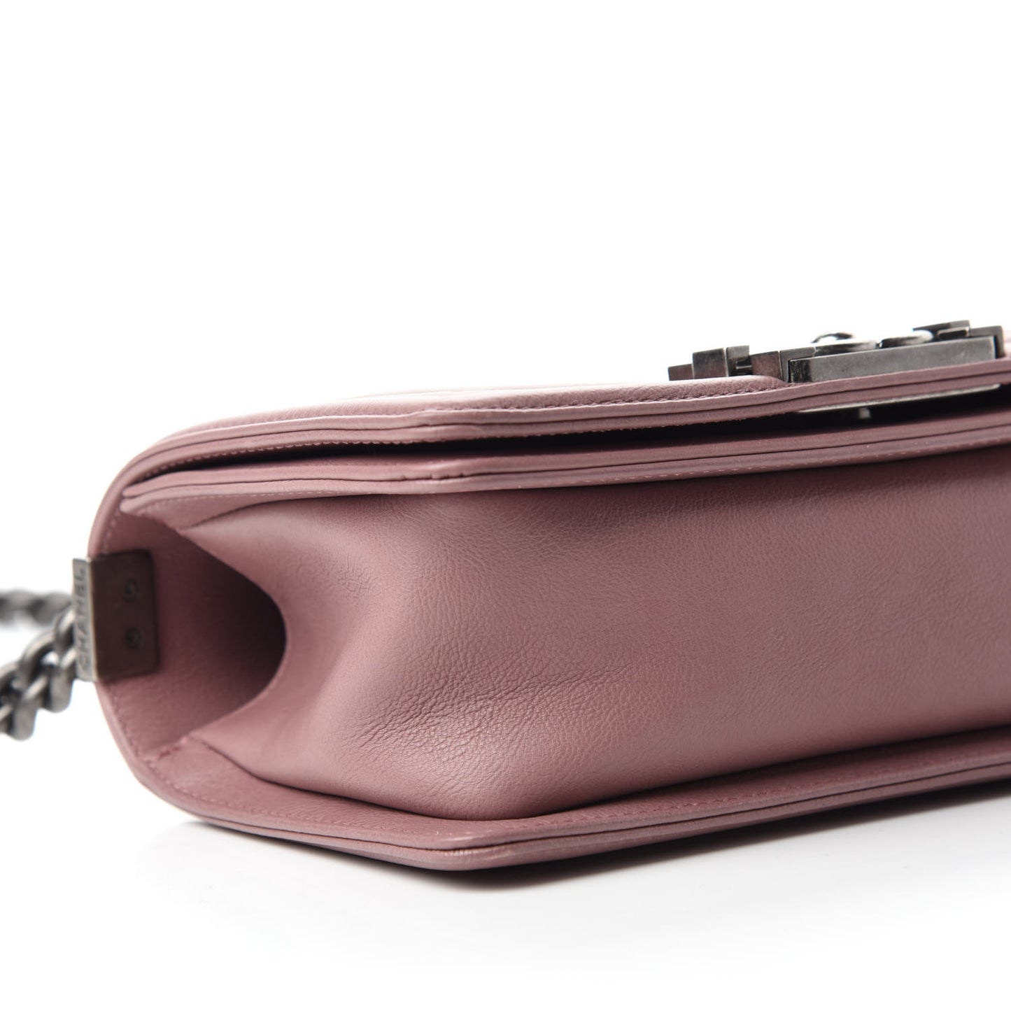 Calfskin Double Stitch Small Boy Flap Light Purple