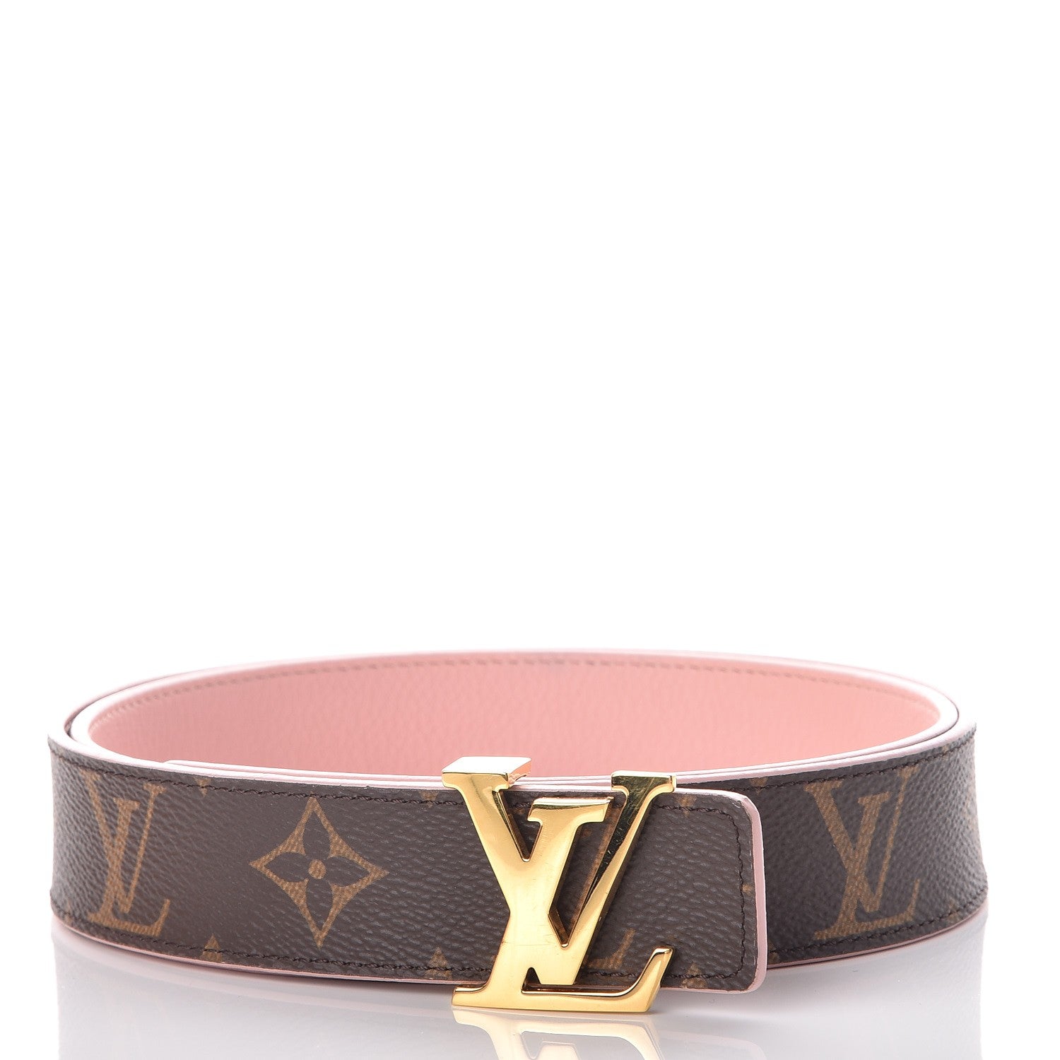Louis Vuitton Calfskin Monogram 30mm LV Initiales Reversible Belt 80 32 Rose Poudre 1 of 5