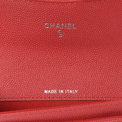 Chanel Caviar Chevron Quilted Card Holder Light Red 6 of 8