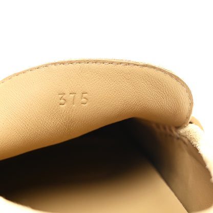 Hermes Suede Calfskin Womens Lazy Loafers 37.5 Beige Sable 10 of 11