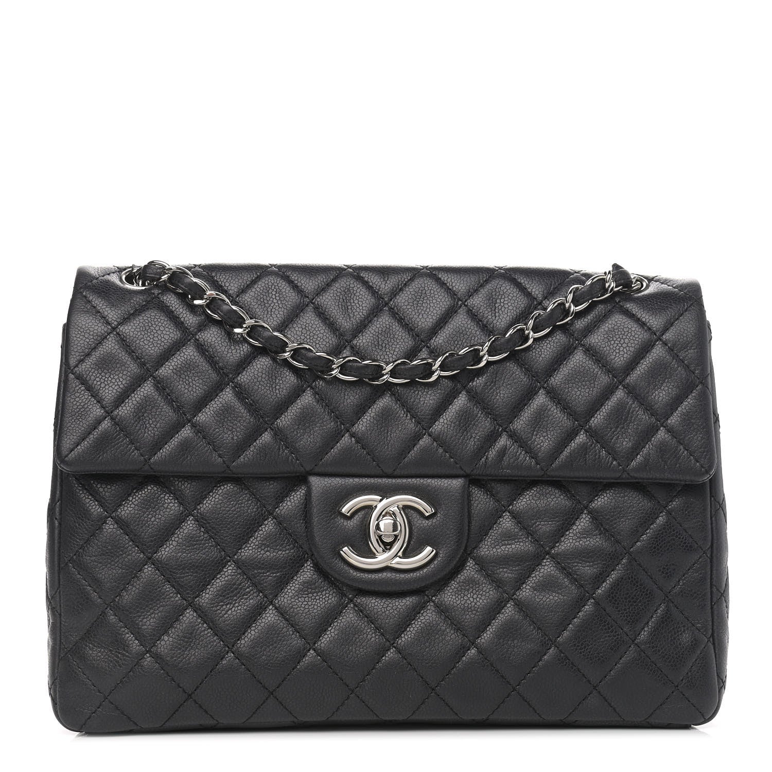 Chanel Washed Caviar Quilted Maxi Single Flap Black 1 of 9