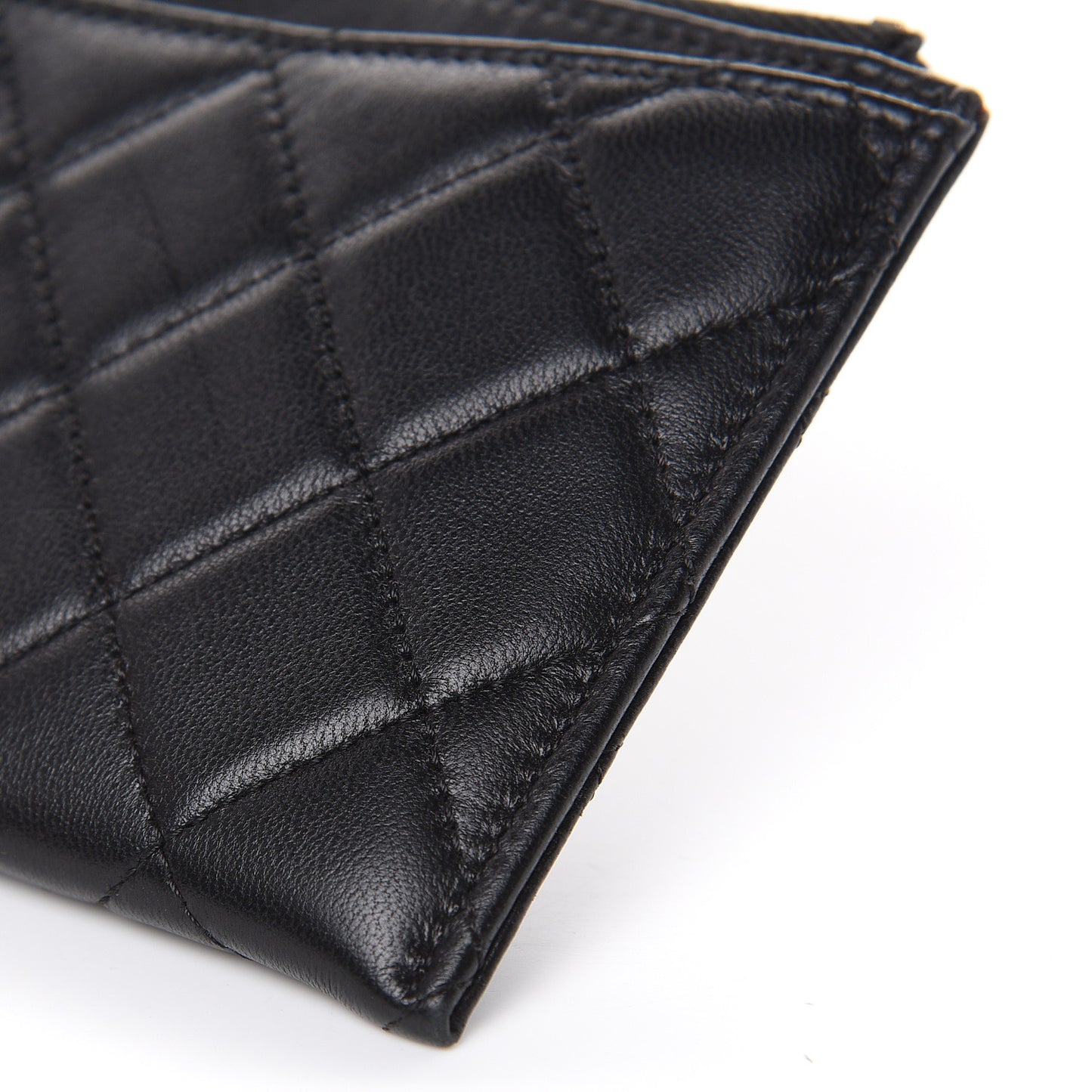 Lambskin Quilted Classic Zip Pouch Black