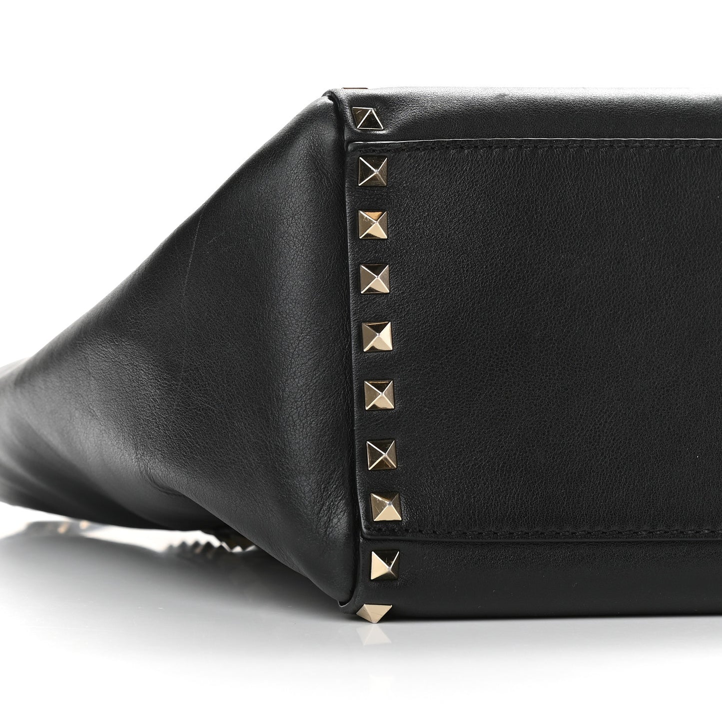 Vitello Rockstud Double Handle Tote Black