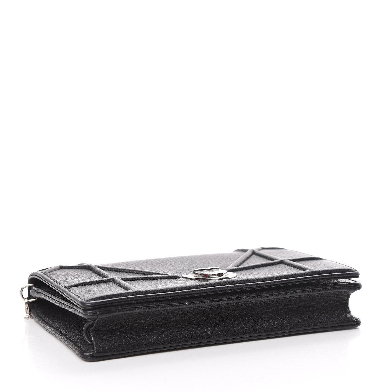 Christian Dior Grained Calfskin Diorama Wallet on Chain Pouch Black 4 of 18