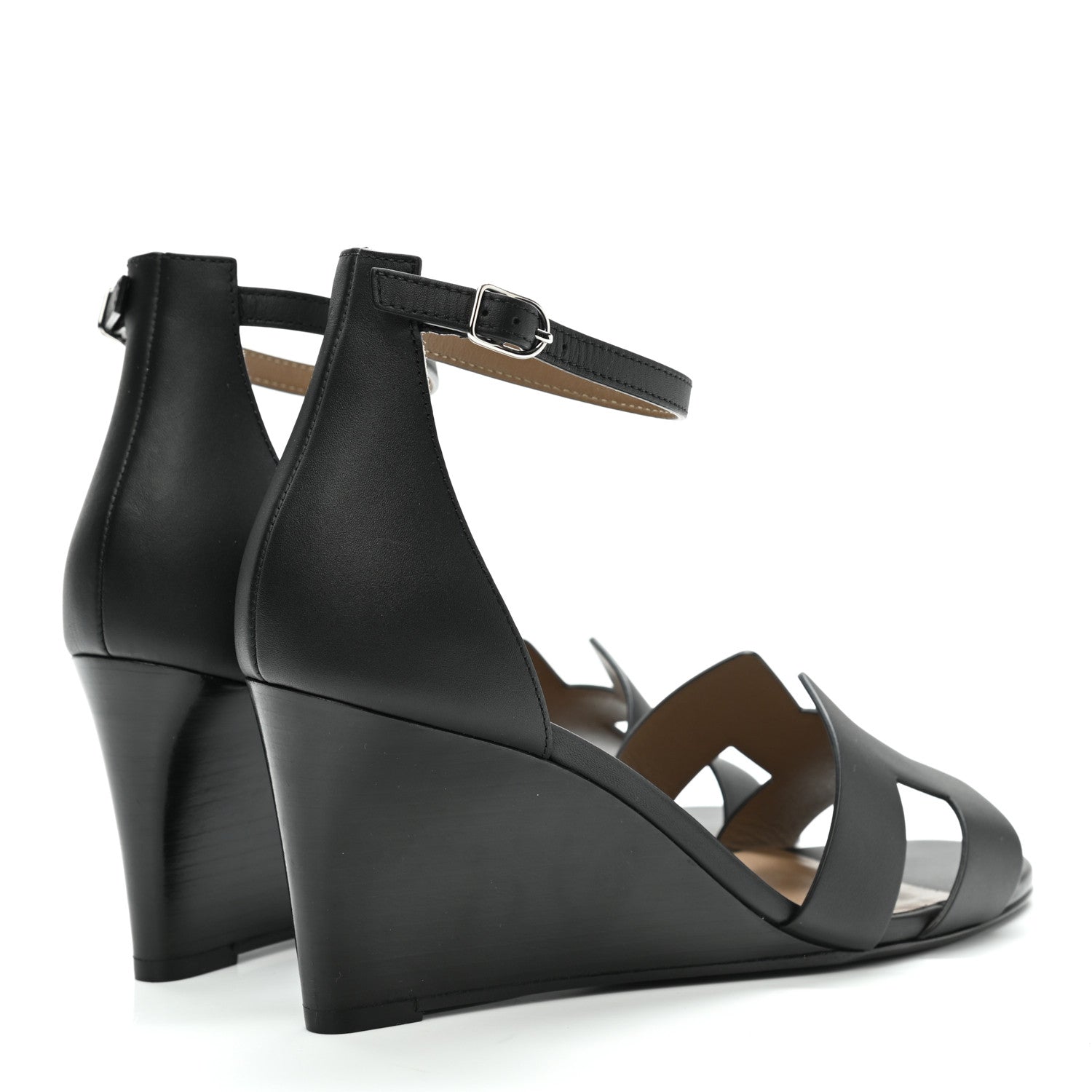 Hermes Calfskin Legend Wedge Sandals 41 Black 4 of 9