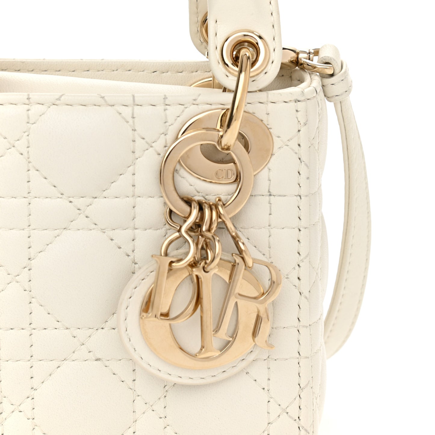 Lambskin Cannage Micro Lady Dior White
