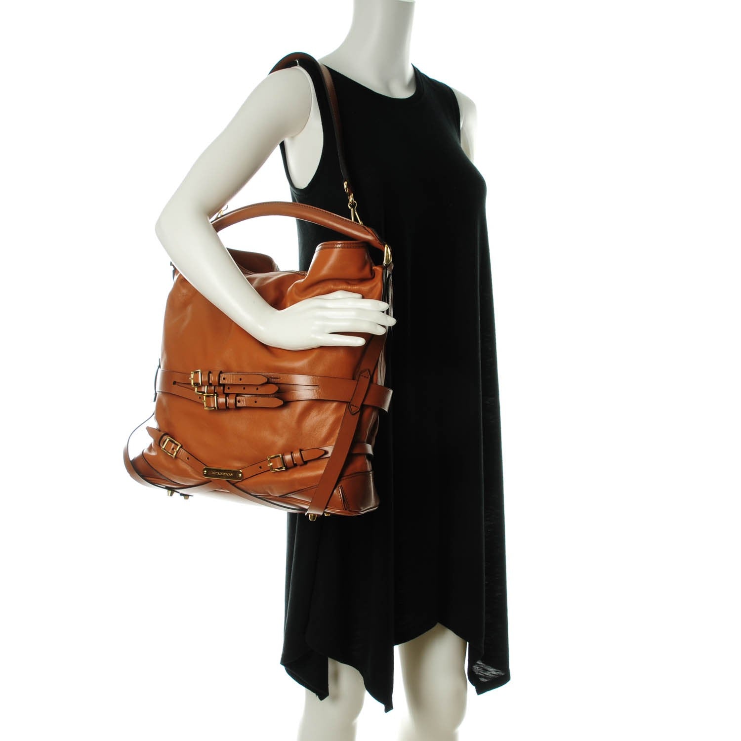 Burberry Soft Lambskin Bridle Calfskin Medium Gosford Hobo Tan 2 of 8