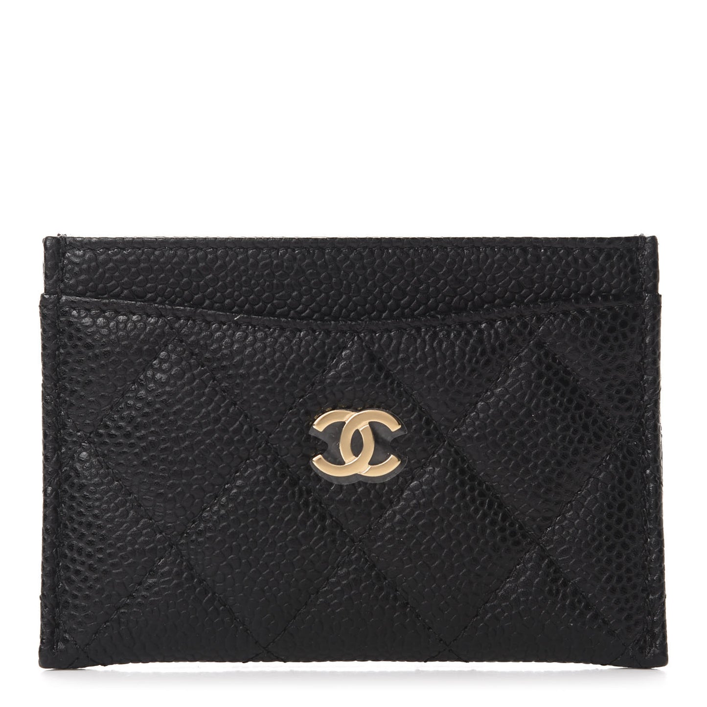 Caviar Quilted Card Holder Black