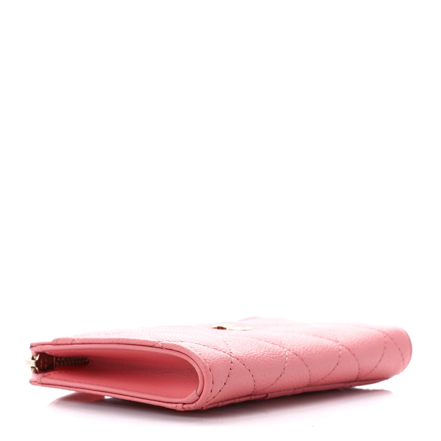 Caviar Quilted CC Zip Around Card Holder Pink