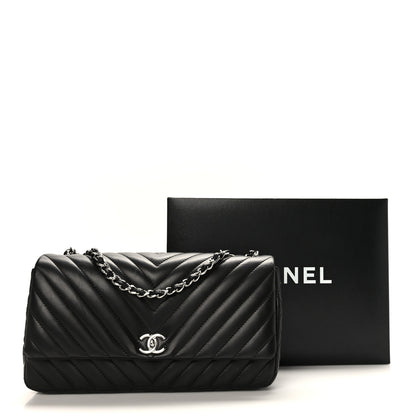 Chanel Lambskin Chevron Quilted Large Single Flap Black 10 of 10