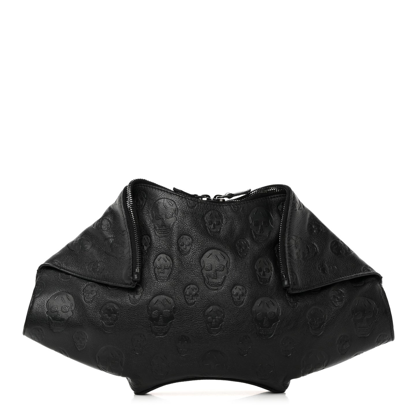 Calfskin Skull Embossed De Manta Clutch Black