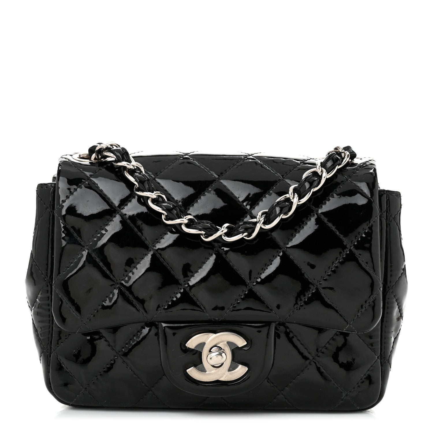 Chanel Patent Calfskin Quilted Mini Square Flap Black 1 of 10