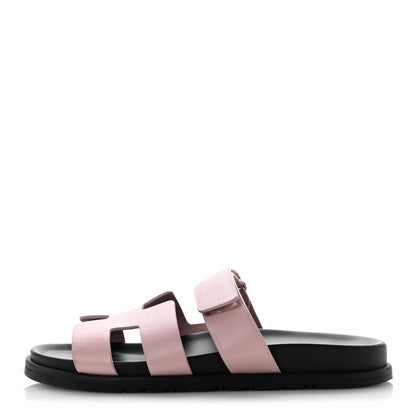 Hermes Calfskin Womens Chypre Sandals 39 Rose Porcelaine 1 of 9