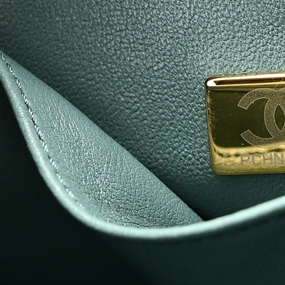 Chanel Caviar Quilted Lizard Embossed Small Coco Handle Flap Green 8 of 11