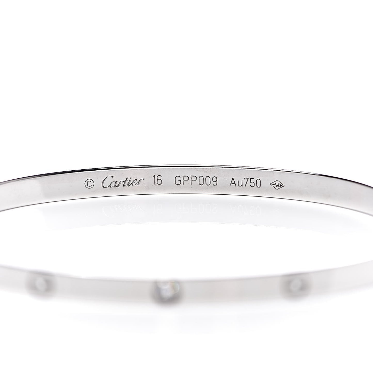 18K White Gold 6 Diamond Small LOVE Bracelet 16