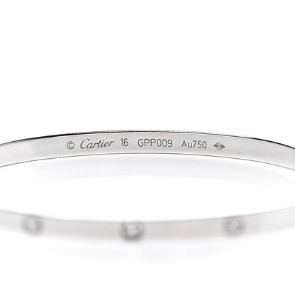 Cartier 18K White Gold 6 Diamond Small LOVE Bracelet 16 4 of 6