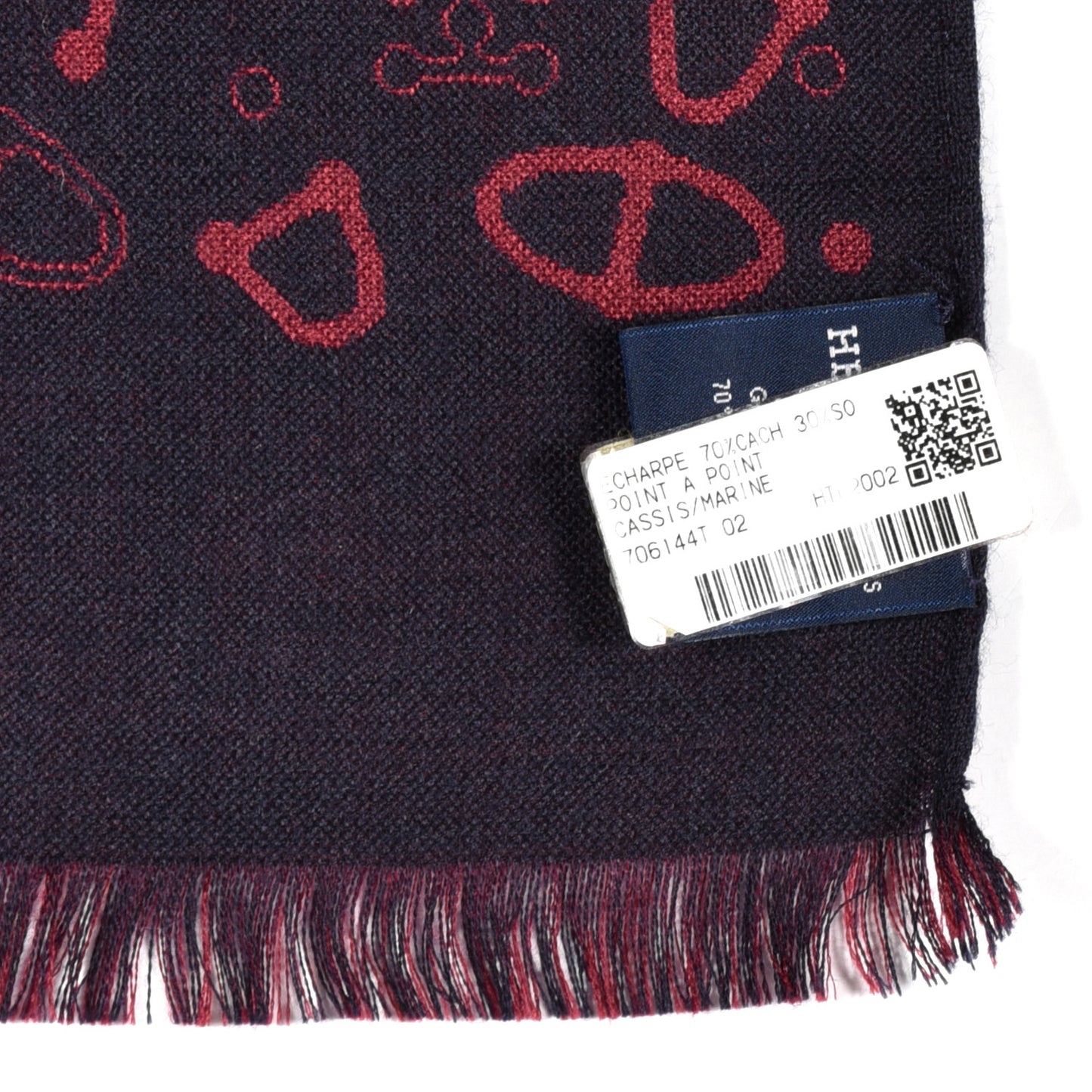 Cashmere Silk Point A Point Muffler Cassis Marine