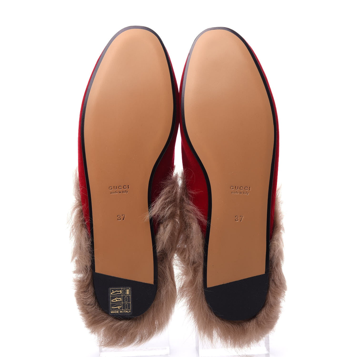 Gucci Velvet Fur Womens Princetown Slippers 37 Hibiscus Red 6 of 10