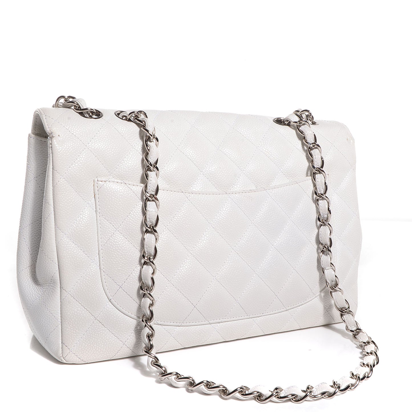 Caviar Jumbo Single Flap White